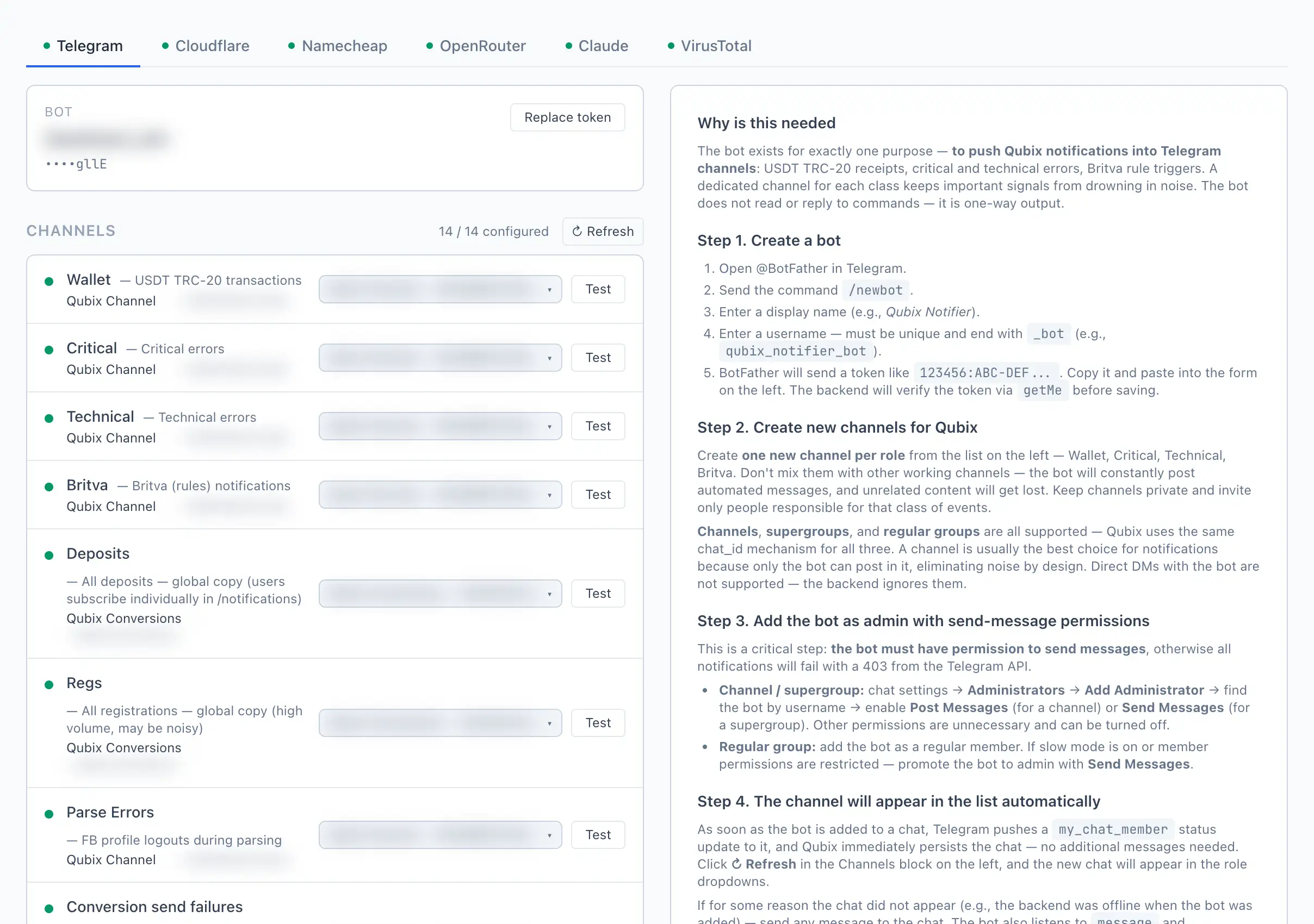 bot token giriş formu
